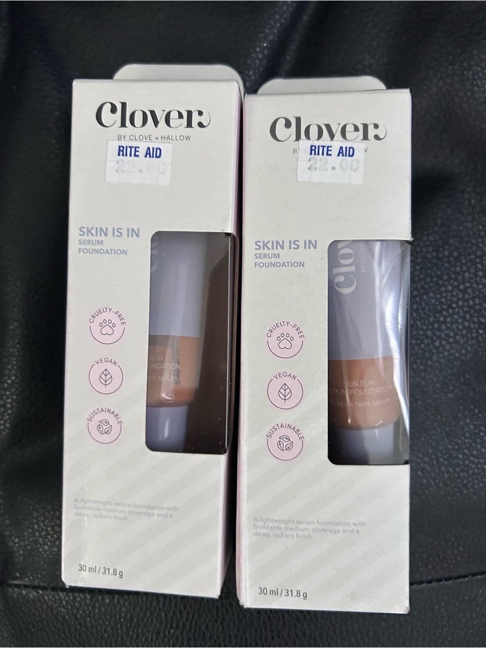 Clover Skin Is In Serum Foundation Shade 8 lot of 2 Vegan 30 ml